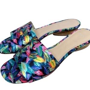 Pour La Victoire Anthropologie, Slides/Sandals,satin like fabric,wood heel,9.5